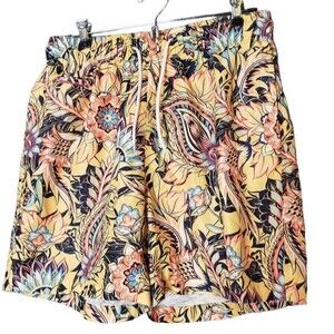 Charleston Threads Colorful Resortwear Paisley Floral Hybrid Swim Trunks Size L